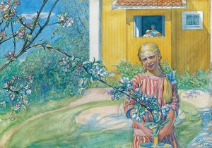 リンゴの花を持つ少女、1914 作： Carl Larsson