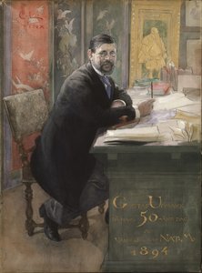 グスタフアップマーク、1894年（紙にトイレ付きペンとインク） 作： Carl Larsson