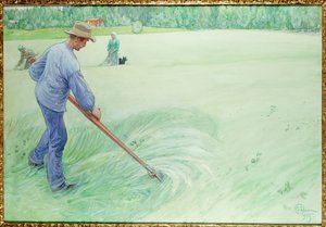 収穫機、1915 作： Carl Larsson