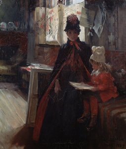 ヴァランドで、カリーヌとスザンヌとのインテリア 作： Carl Larsson