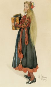 アコーディオンを演奏するリスベス、1909 作： Carl Larsson