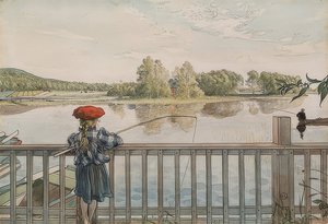 リスベス釣り。 1895年頃 作： Carl Larsson