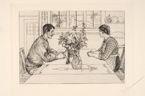 「エッチング作家としての自画像」 作： Carl Larsson