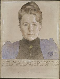 Selma Lagerlof - 作家Selma Lagerloef (1858-1940)の肖像、Larsson, Carl (1853-1919)作。チョーク、油彩、キャンバス 作： カール・ラーソン
