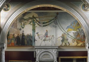 1523年、1908年のスウェーデン国王グスタフヴァーサのストックホルムへの侵入 作： Carl Larsson