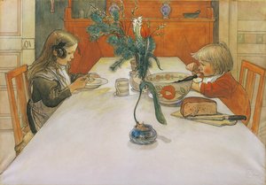 夕食、1905 作： Carl Larsson