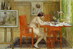 はがきを書くモデル 作： Carl Larsson