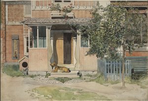 ベランダ。『ある家庭』より（26点の水彩画） 作： カール・ラーソン