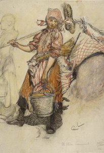 ウォッシャーウーマン（パステル紙） 作： Carl Larsson