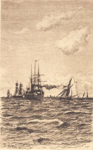 汽船と帆船 作： Carl Locher