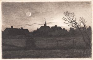 ホルンベック教会、夏の夜 作： Carl Locher