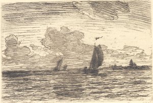 帆の下で船と海兵隊員 作： Carl Locher