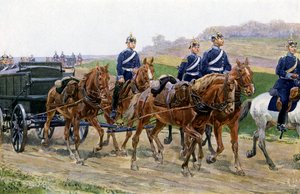 行進するドイツ軍の補給隊（カラーリトグラフ 作： Carl Ludwig Friedrich (after) Becker