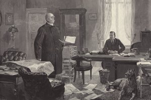 回想録を口述するビスマルク（彫刻 作： Carl Ludwig Friedrich Becker