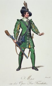 マックス、Der Freischutz (射手またはフリーシューター) の衣装スケッチ、Carl Maria von Weber (1786-1826) 作 作： Carl Maria von Weber