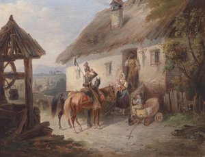 農家の前のオーストリアのウーラン 作： Carl Martin Ebersberg