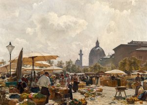 ウィーンのナッシュマルクト 作： Carl Moll