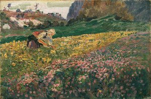 花の草原の少女 作： Carl Moll