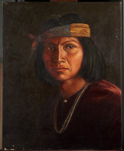 Cha-ah-din-ie Navaho（パネルに取り付けられたキャンバスに油彩） 作： Carl Moon