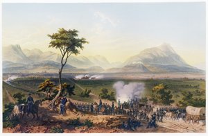 米国とメキシコの間の戦争、パブからのモントレーのキャプチャ。 1851年（カラーリトグラフ） 作： Carl Nebel