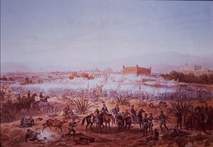 米墨戦争 (1846-48)、モリノ デル レイの戦い、アメリカ軍の攻撃 作： Carl Nebel