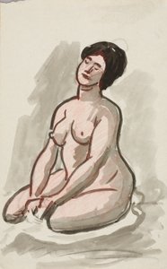 女性ヌード、座る