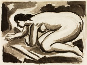 手と膝をついた女性のヌード 作： Carl Newman