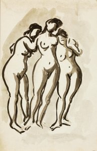 女性ヌード3人のグループ 作： Carl Newman