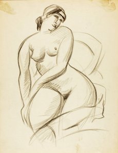 座った女性のヌード 作： Carl Newman