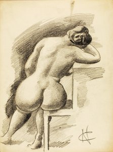 座った女性のヌード 作： Carl Newman