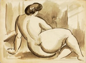 座る女性ヌード 作： Carl Newman