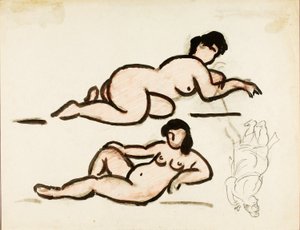 2人の横たわる女性のヌード 作： Carl Newman