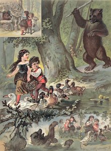 森のヘンゼルとグレーテル、1880年頃 作： Carl Offterdinger
