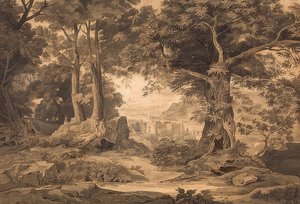 カイザーシュトゥールに向かう途中のハイデルベルク城の眺め 作： Carl Philipp Fohr