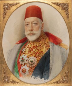 メフメト 5 世 (1844 年～1918 年) の肖像画、オスマン帝国のスルタンおよびカリフ。 作： Carl Pietzner