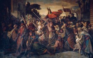 1254年のルチェリアでのサラセン人によるマンフレッド（1231-1266）の歓迎 作： Carl Rahl