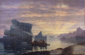 グリーンランド海岸の真夜中の雰囲気 作： Carl Rasmussen