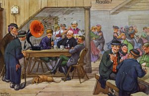 初期のラジオをコミックで表現（カラーリトグラフ 作： Carl Robert Arthur Thiele