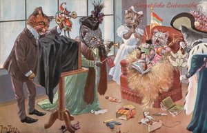 ユーモラスな猫のポストカード（カラーリトグラフ） 作： Carl Robert Arthur Thiele