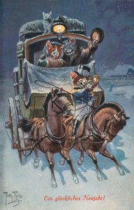 ユーモラスな猫のポストカード（カラーリトグラフ） 作： Carl Robert Arthur Thiele