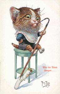 ユーモラスな猫のポストカード（カラーリトグラフ） 作： Carl Robert Arthur Thiele
