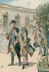 フランスの哲学者ヴォルテール（1694-1778）と会話するフレデリック大王（1712-1786） 作： Carl Rohling
