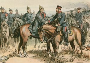 1866年、プロイセン国王であり、最初のドイツ皇帝ウィルヘルム1世が、1866年に佐渡で息子に挨拶しました。 作： Carl Rohling
