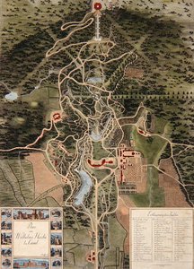 カッセル近郊のヴィルヘルムスホーエの計画（カラー・エッチング） 作： Carl Schaeffer