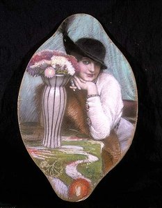 花瓶のそばの少女の肖像 作： Carl Schlosser