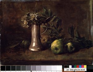 自然死 (静物)。 Carl Schuch (1846-1903) による絵画。 キャンバスに油彩、52.5 x 76 cm。 19世紀ドイツの芸術。 State M.K. Ciurlionis Art Museum、カウナス (リトアニア)。