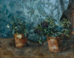植木鉢のある静物 作： Carl Schuch