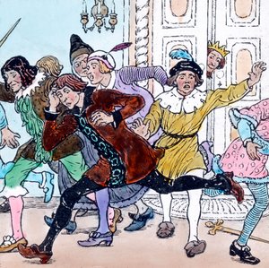 グリム童話「勇敢な小仕立屋」。画像は1910年頃のもの。カール・サイモン・アーカイブ 作： Carl Simon