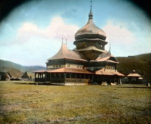 ルーマニア、ブコヴィナ地方のギリシャ統一教会、画像は1920年頃。カール・サイモン・アーカイブ 作： Carl Simon