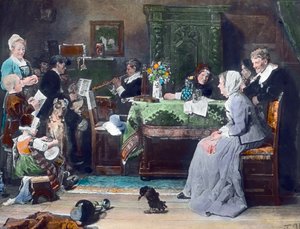 ファミリーコンサート。ドイツの画家フリッツ・フォン・ウーデ（1848 - 1911）が1881年に描いた作品。画像は1890年頃のもの。カール・サイモン・アーカイブ 作： Carl Simon